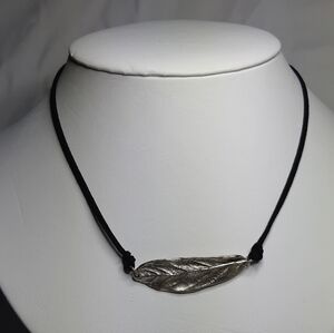 Silvertone Leaf Imprint Necklace